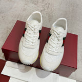Men’s Re-Motion Series White GG Canvas and Suede Sneakers| 832461 AAEW3 9045