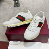 Men’s Re-Motion Series White GG Canvas and Suede Sneakers| 832461 AAEW3 9045