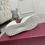 Men’s Re-Motion Series White GG Canvas and Suede Sneakers| 832461 AAEW3 9045