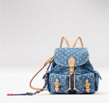 Montsouris Cargo Backpack in Blue Cotton Denim |M27330