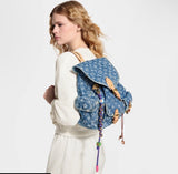 Montsouris Cargo Backpack in Blue Cotton Denim |M27330
