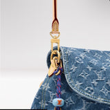 Montsouris Cargo Backpack in Blue Cotton Denim |M27330