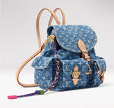 Montsouris Cargo Backpack in Blue Cotton Denim |M27330