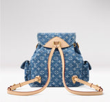 Montsouris Cargo Backpack in Blue Cotton Denim |M27330