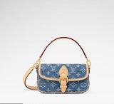 Nano Diane Classic Baguette Bag Miniature Edition Blue Jacquard Denim |M27700