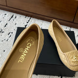 Women's Beige Lambskin Diamond-Quilted Flap Buckle CC Loafers |G36646 X01000 U5432