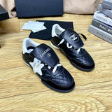 Women's Black and White Lambskin and Embossed Suede-Effect Lambskin Sneakers |G47125-B23719-U8238