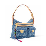 Baggy Monogram Denim Tote Bag in Washed Blue Denim |M27329