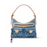 Baggy Monogram Denim Tote Bag in Washed Blue Denim |M27329