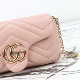 Pink Beige Leather Mini/Mini Chain Shoulder Bag |841290 AAFAX