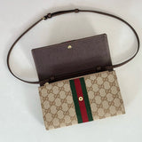 Beige Canvas Horsebit Web Crossbody Wallet (Chain Bag)| 867120 FAF88 9645