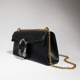 Black Grained Leather Dionysus Collection Medium Leather Shoulder Bag |874735 AAGA7 1000
