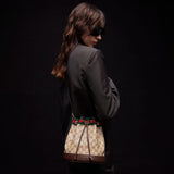 Dark Brown GG-Coated Canvas Small Bucket Bag |A002GW FAF79 8547