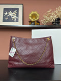 2026 Spring/Summer Collection Leather Shopping Bag/Tote Bag in Burgundy Lambskin |AS6241 B24030 U7793