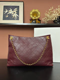 2026 Spring/Summer Collection Leather Shopping Bag/Tote Bag in Burgundy Lambskin |AS6241 B24030 U7793