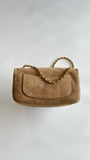Souplissimo Dark Beige Suede Oversized Flap Bag |AS6281-B24009-U9390