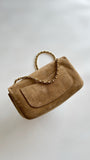 Souplissimo Dark Beige Suede Oversized Flap Bag |AS6281-B24009-U9390
