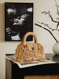 Spring/Summer 2026 Collection Mini Tote Bag in Dark Beige Raffia-Effect Woven Fabric| AS4416 B23791 U5552