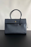 Large Shopping Bag - Black Premium Grained Calfskin Tote| AS6289 B24248 94305