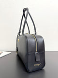 Large Bowling Bag, Black Full-Grain Calfskin|AS6211 B23874 94305