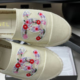 Women's Off-White Canvas Floral Embroidered Double C Canvas Fisherman Shoes |G47099 B23449 U7423
