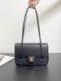 Preppy Coco Small Flap Bag in Black Shiny Grained Calfskin| AS6130 B23483 94305