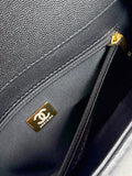 Preppy Coco Small Flap Bag in Black Shiny Grained Calfskin| AS6130 B23483 94305