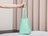 Small Shopping Bag in Mint Green Crocodile-Embossed Calfskin |AS6243 B24144 U8385