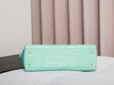 Small Shopping Bag in Mint Green Crocodile-Embossed Calfskin |AS6243 B24144 U8385