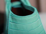 Small Shopping Bag in Mint Green Crocodile-Embossed Calfskin |AS6243 B24144 U8385