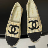 Women's Yellow Tweed Double C Logo Boat Shoes G29762