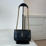 Niki Mini Chain Bag in Black Vintage Waxed Leather |8460870EN071000