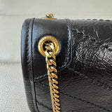 Niki Mini Chain Bag in Black Vintage Waxed Leather |8460870EN071000