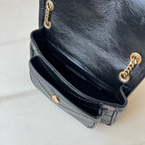 Niki Mini Chain Bag in Black Vintage Waxed Leather |8460870EN071000