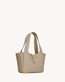 Small LE 5 À 7 BEA Beige Deer Leather or Cowhide Tote Bag 779029 AADUU 1346