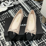 Women's Color-Blocked Ballet Flats Pink Sequined Tweed G02819