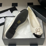 Women's Off-White Camellia Soft Lambskin or Cowhide Flat Ballet Flats |G45494