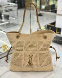 Jamie Beige Raffia Woven Tote Bag| 838876GAAFY2791
