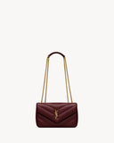 Loulou Series Mini Deep Burgundy Lambskin Shoulder Bag |821749AAEAX6197