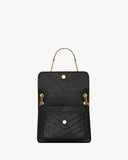 Niki Medium Chain Shoulder Bag in Black Vintage Leather |6331840EN071000