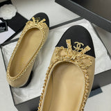 Women's Beige Lambskin Chain Bow Mid-Heel Pumps G46663