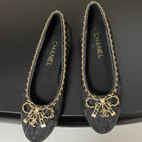 Women's Ballet Flats in Black Sheepskin and Patent Calfskin |G46663