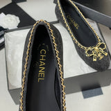 Women's Ballet Flats in Black Sheepskin and Patent Calfskin |G46663