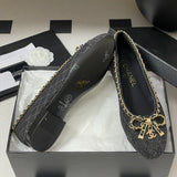 Women's Ballet Flats in Black Sheepskin and Patent Calfskin |G46663
