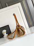 Beige Medium Linen and Leather Handbag| 1BA426_P0E_F032T_V_OTM