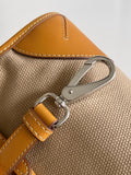 Beige Medium Linen and Leather Handbag| 1BA426_P0E_F032T_V_OTM