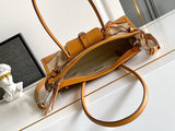 Beige Medium Linen and Leather Handbag| 1BA426_P0E_F032T_V_OTM