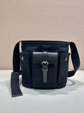 Black Mini Canvas and Leather Bucket Bag |1BE106_2G6S_F0002_V_OOO