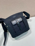 Black Mini Canvas and Leather Bucket Bag |1BE106_2G6S_F0002_V_OOO