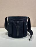 Black Mini Canvas and Leather Bucket Bag |1BE106_2G6S_F0002_V_OOO